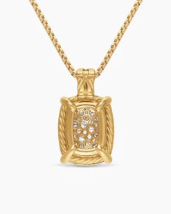Chatelaine® Elongated Pendant Necklace 18K Yellow Gold with Diamonds, 19mm