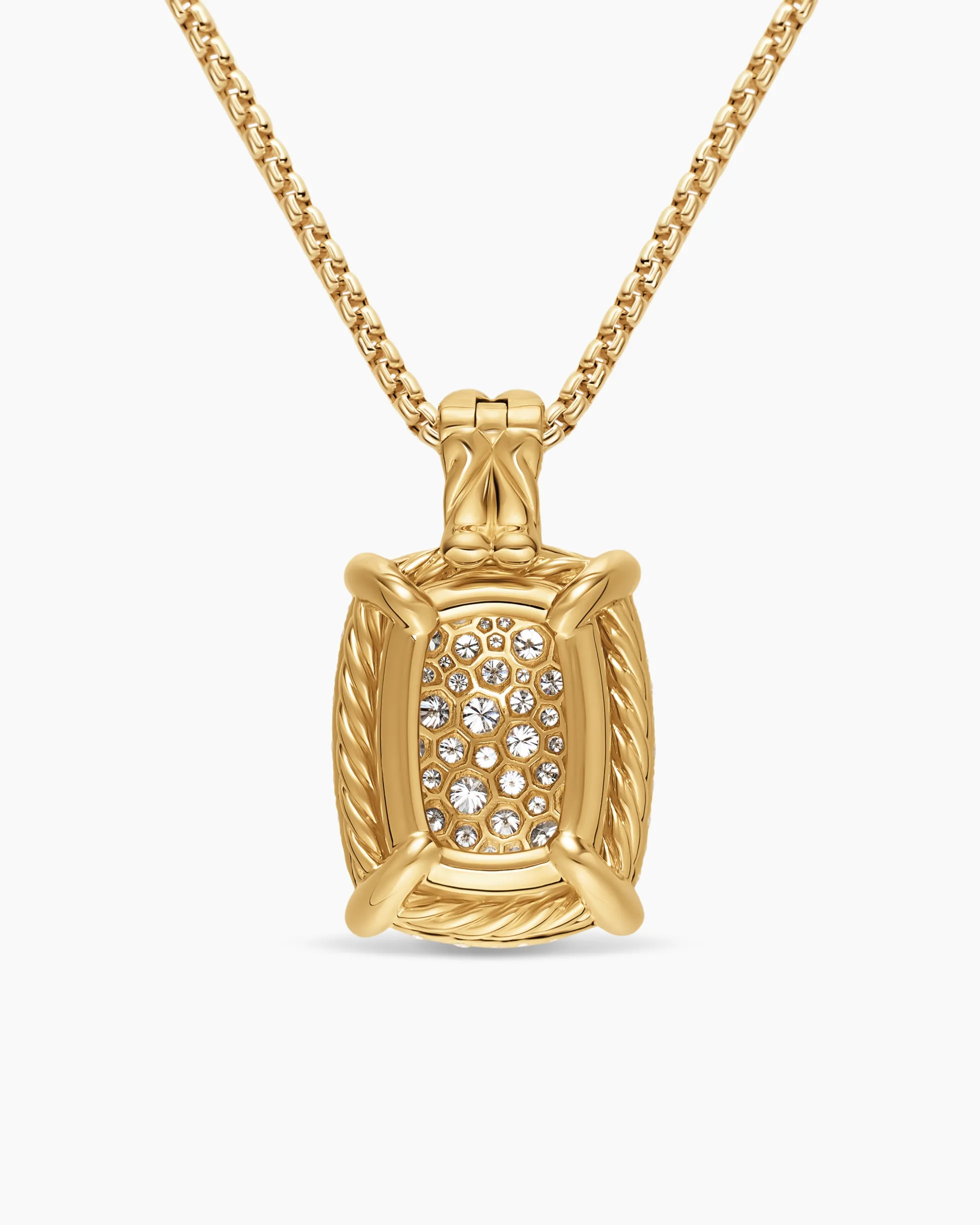 Chatelaine® Elongated Pendant Necklace 18K Yellow Gold with Diamonds, 19mm