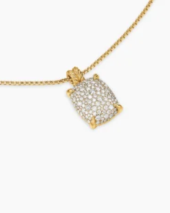 Chatelaine® Elongated Pendant Necklace 18K Yellow Gold with Diamonds, 19mm
