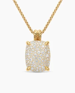 Chatelaine® Elongated Pendant Necklace 18K Yellow Gold with Diamonds, 19mm