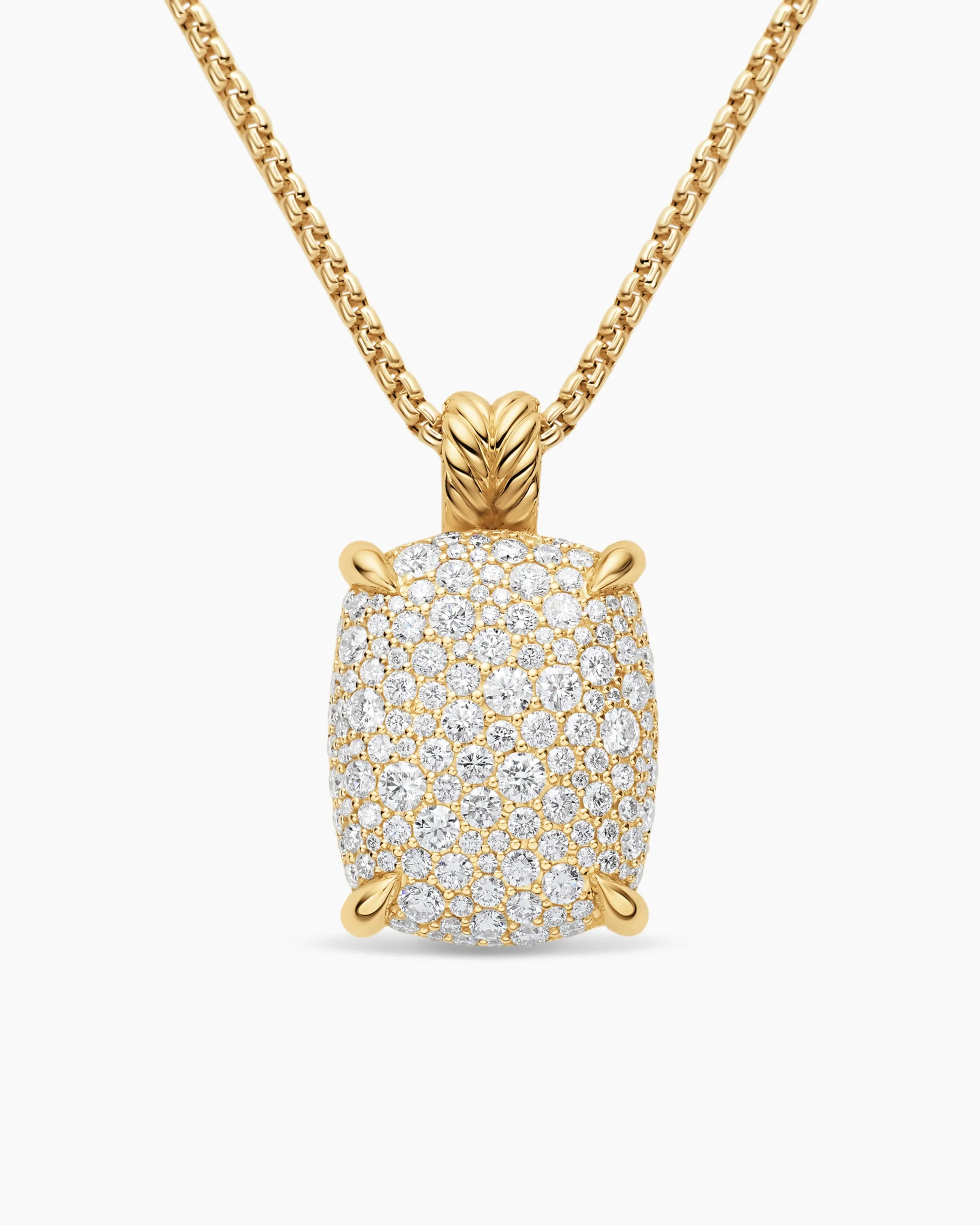 Chatelaine® Elongated Pendant Necklace 18K Yellow Gold with Diamonds, 19mm