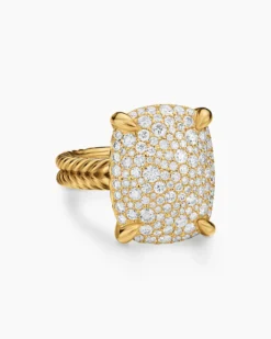 Chatelaine® Elongated Ring 18K Yellow Gold with Diamonds, 19mm
