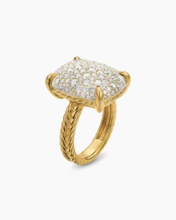 Chatelaine® Elongated Ring 18K Yellow Gold with Diamonds, 19mm