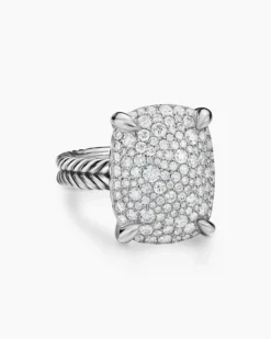Chatelaine® Elongated Ring Sterling Silver with Diamonds, 19mm