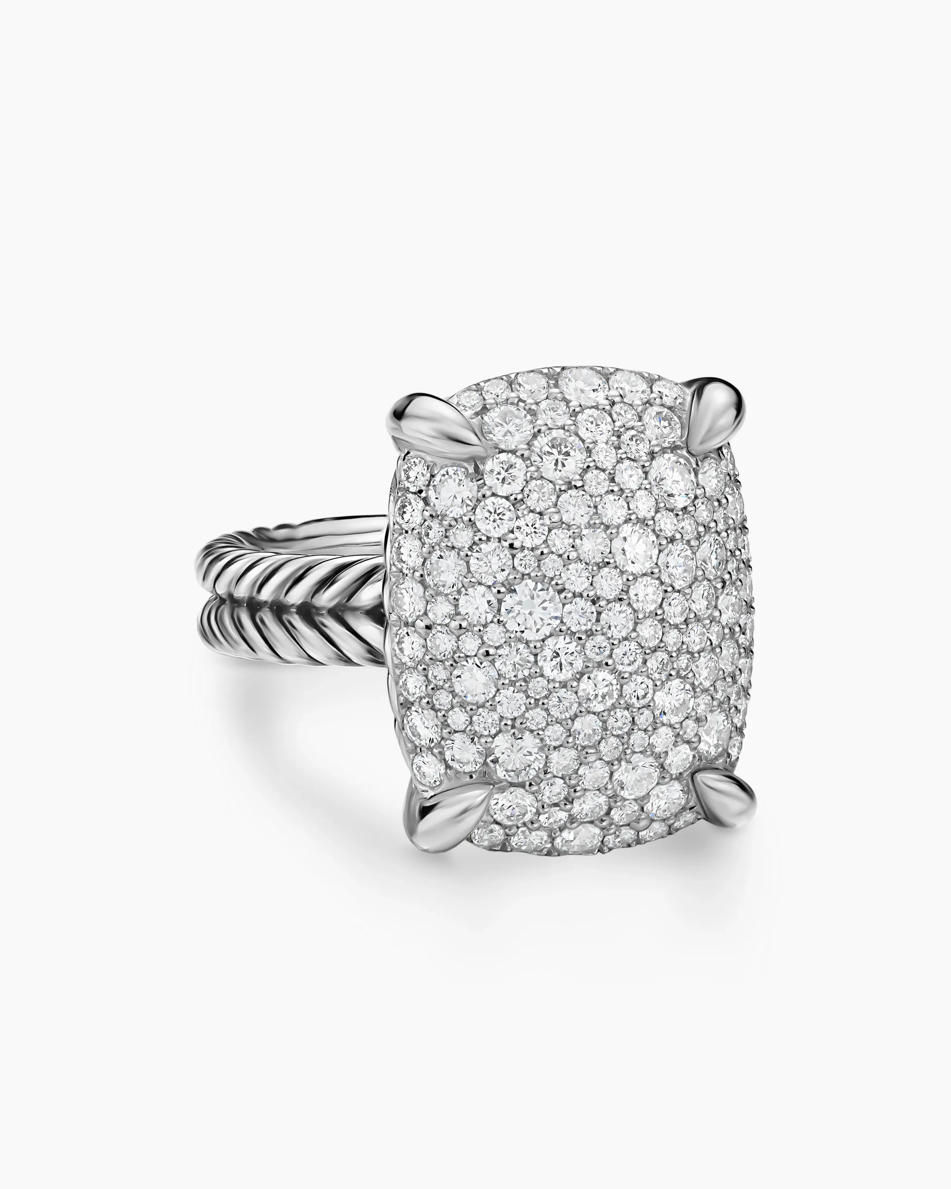 Chatelaine® Elongated Ring Sterling Silver with Diamonds, 19mm