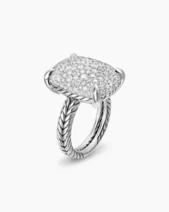 Chatelaine® Elongated Ring Sterling Silver with Diamonds, 19mm