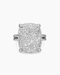 Chatelaine® Elongated Ring Sterling Silver with Diamonds, 19mm
