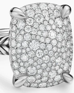 Chatelaine® Elongated Ring Sterling Silver with Diamonds, 19mm