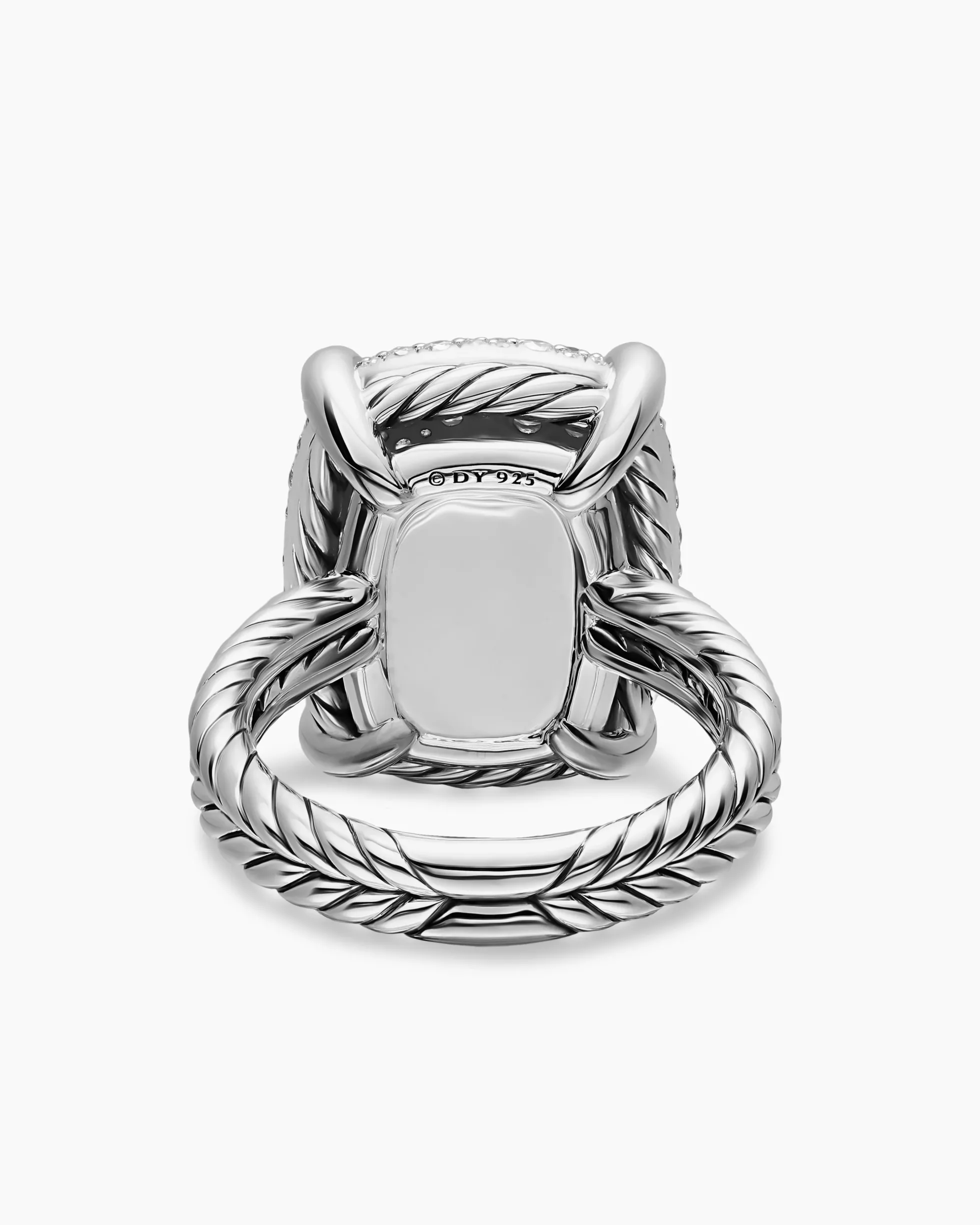 Chatelaine® Elongated Ring Sterling Silver with Diamonds, 19mm