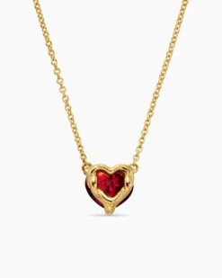 Chatelaine® Heart Pendant Necklace 18K Yellow Gold with Garnet, 8mm
