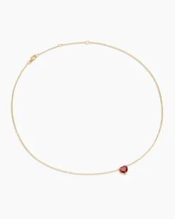 Chatelaine® Heart Pendant Necklace 18K Yellow Gold with Garnet, 8mm