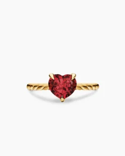 Chatelaine® Heart Ring 18K Yellow Gold with Garnet, 7mm