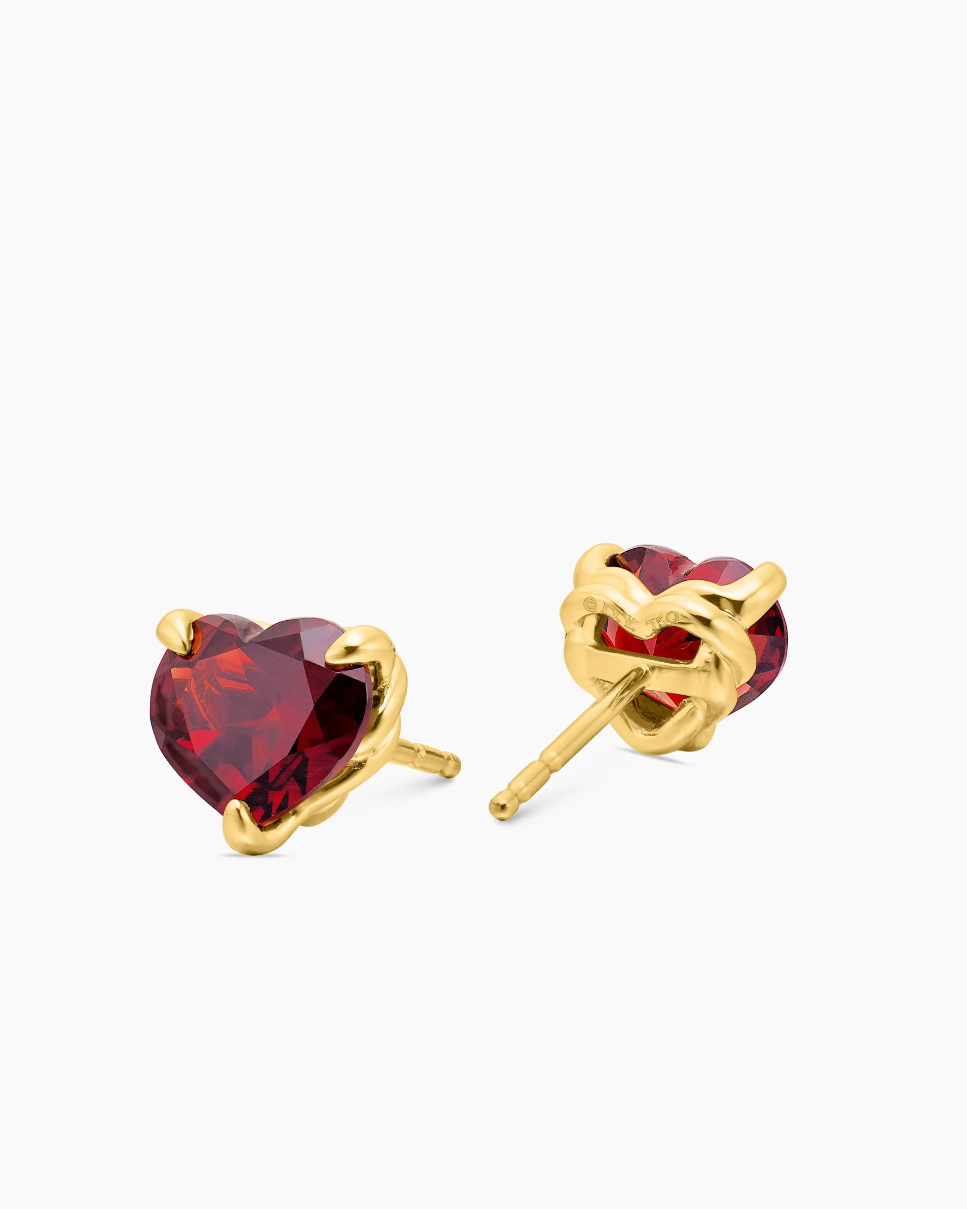 Chatelaine® Heart Stud Earrings 18K Yellow Gold with Garnet, 8mm