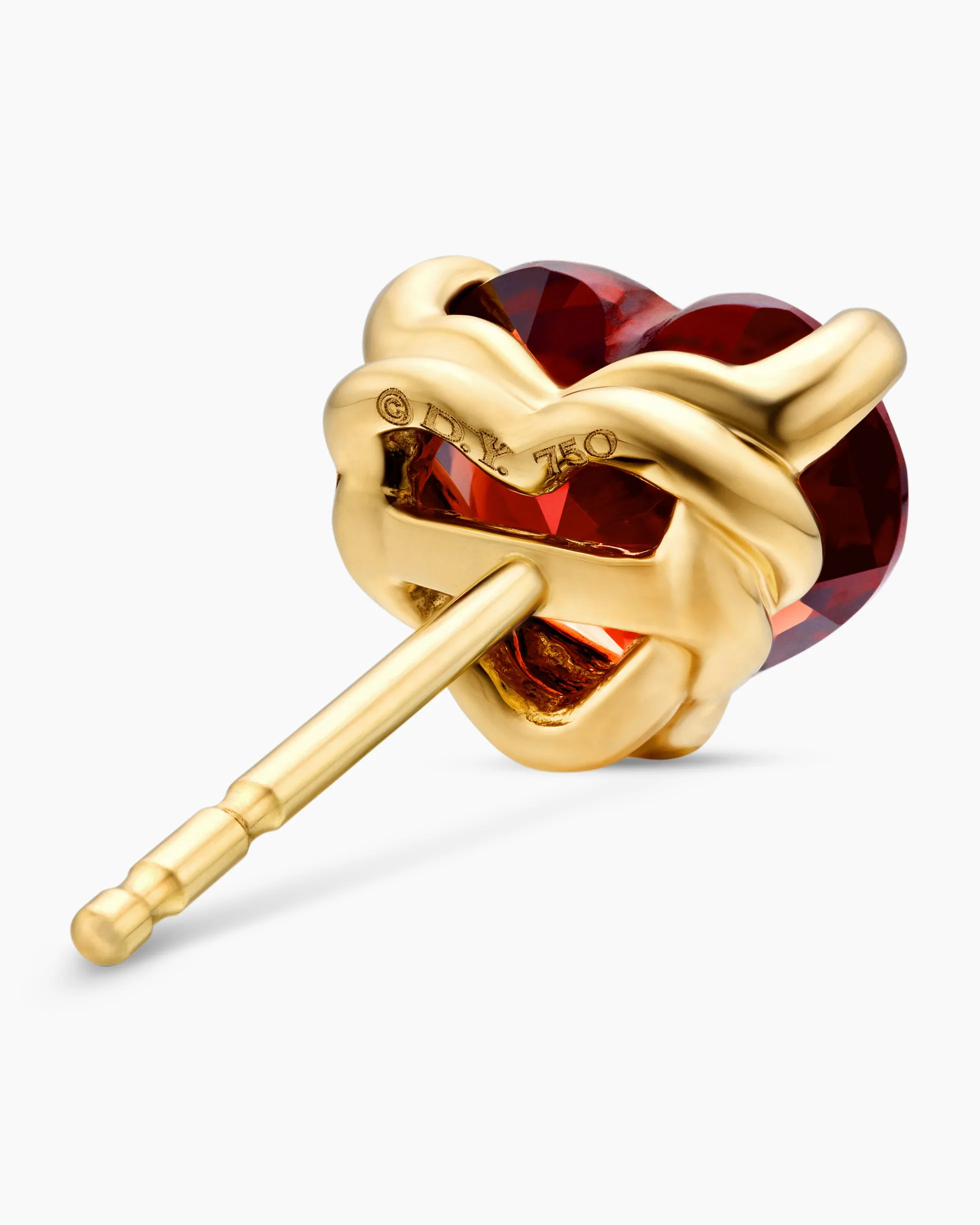 Chatelaine® Heart Stud Earrings 18K Yellow Gold with Garnet, 8mm