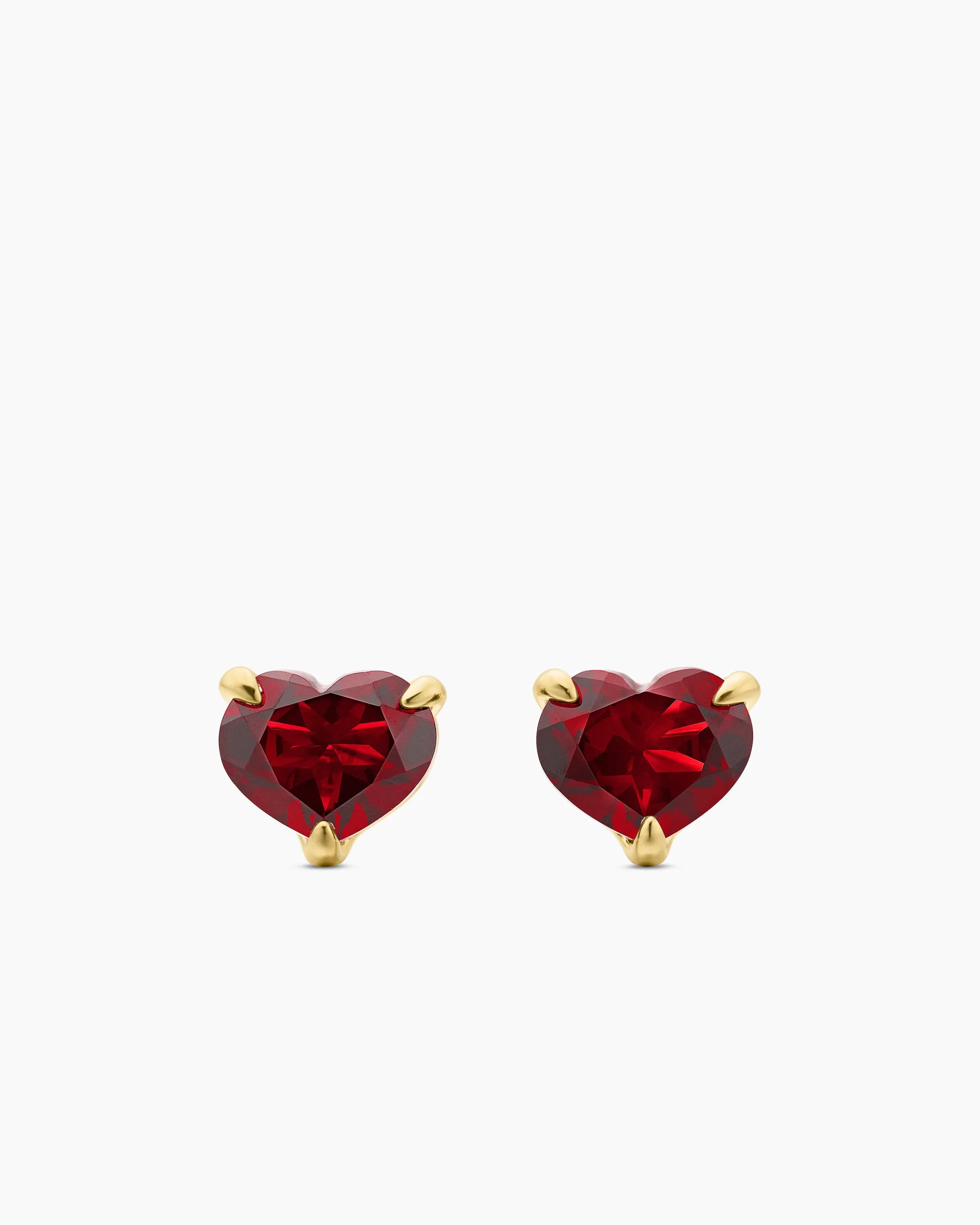 Chatelaine® Heart Stud Earrings 18K Yellow Gold with Garnet, 8mm
