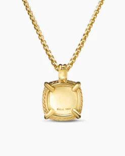 Chatelaine® Pavé Bezel Pendant Necklace 18K Yellow Gold with Champagne Citrine and Diamonds, 14mm