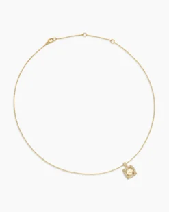 Chatelaine® Pavé Bezel Pendant Necklace 18K Yellow Gold with Champagne Citrine and Diamonds, 9mm