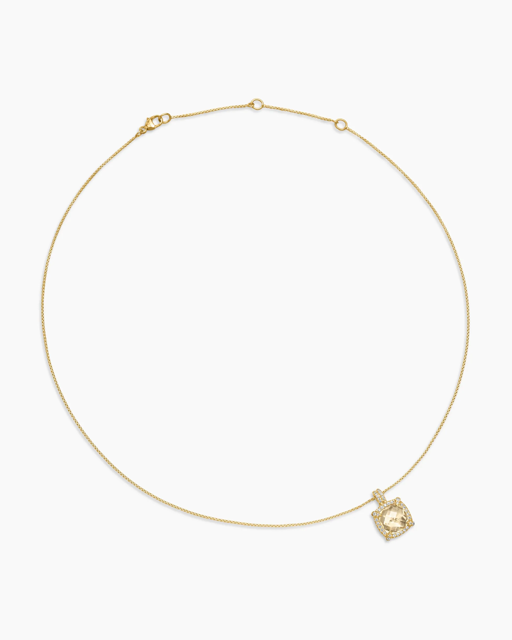 Chatelaine® Pavé Bezel Pendant Necklace 18K Yellow Gold with Champagne Citrine and Diamonds, 9mm