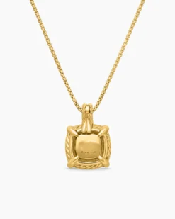 Chatelaine® Pavé Bezel Pendant Necklace 18K Yellow Gold with Champagne Citrine and Diamonds, 9mm