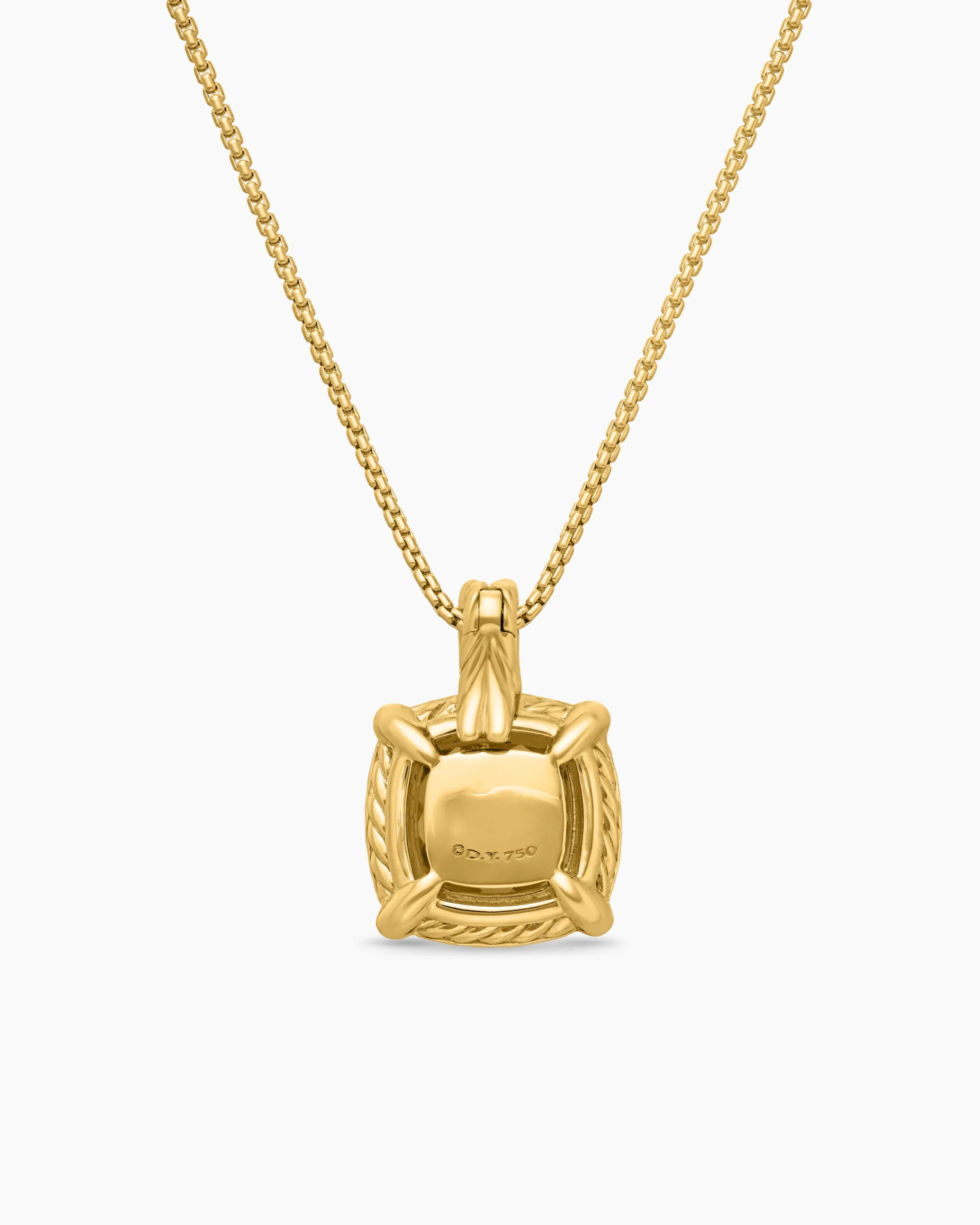 Chatelaine® Pavé Bezel Pendant Necklace 18K Yellow Gold with Champagne Citrine and Diamonds, 9mm