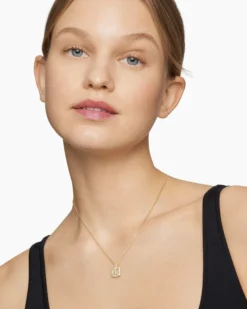Chatelaine® Pavé Bezel Pendant Necklace 18K Yellow Gold with Champagne Citrine and Diamonds, 9mm