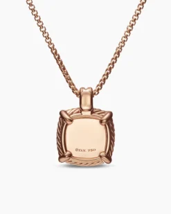 Chatelaine® Pavé Bezel Pendant Necklace 18K Rose Gold with Morganite and Diamonds, 14mm