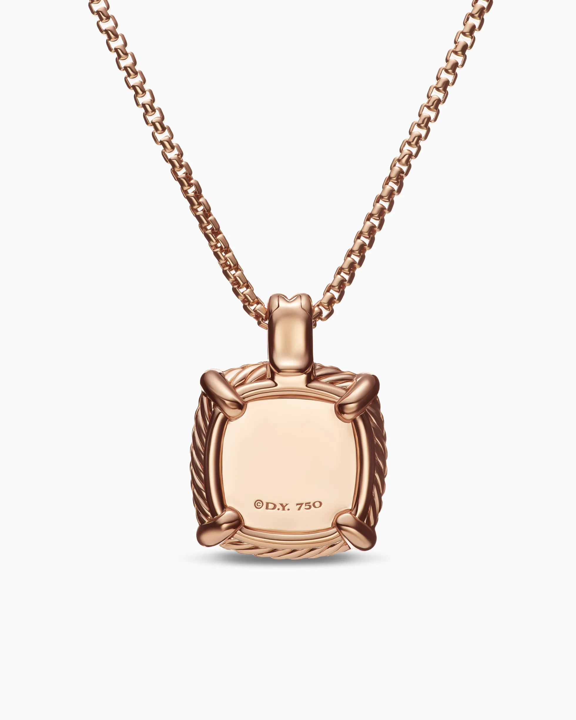 Chatelaine® Pavé Bezel Pendant Necklace 18K Rose Gold with Morganite and Diamonds, 14mm