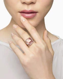 Chatelaine® Pavé Bezel Ring 18K Rose Gold with Morganite and Diamonds, 14mm