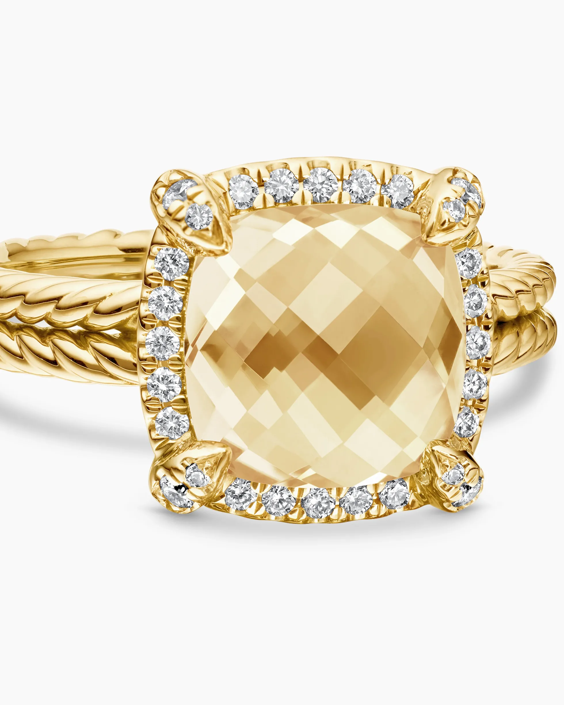 Chatelaine® Pavé Bezel Ring 18K Yellow Gold with Champagne Citrine and Diamonds, 9mm