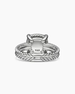 Chatelaine® Pavé Bezel Ring Sterling Silver with Hampton Blue Topaz and Diamonds, 9mm