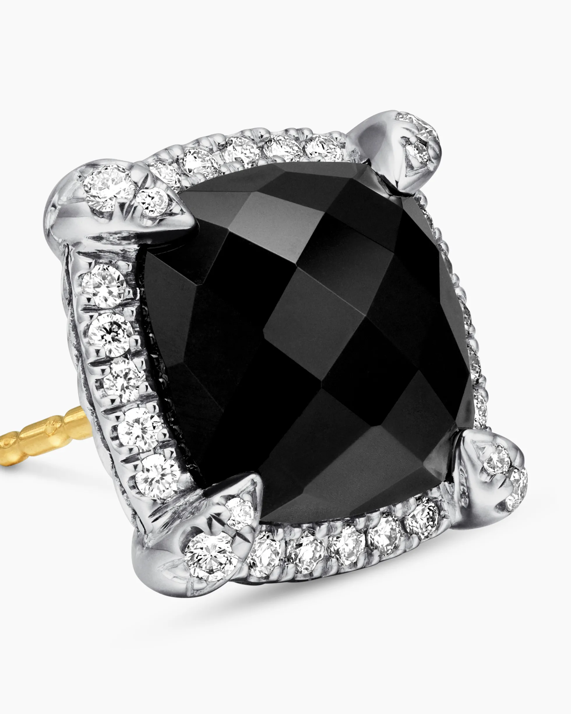 Chatelaine® Pavé Bezel Stud Earrings Sterling Silver with Black Onyx and Diamonds, 9mm