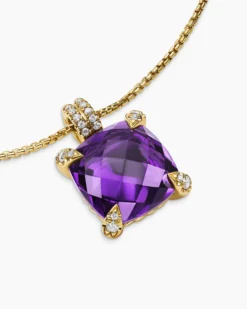 Chatelaine® Pendant Necklace 18K Yellow Gold with Amethyst and Diamonds, 11mm