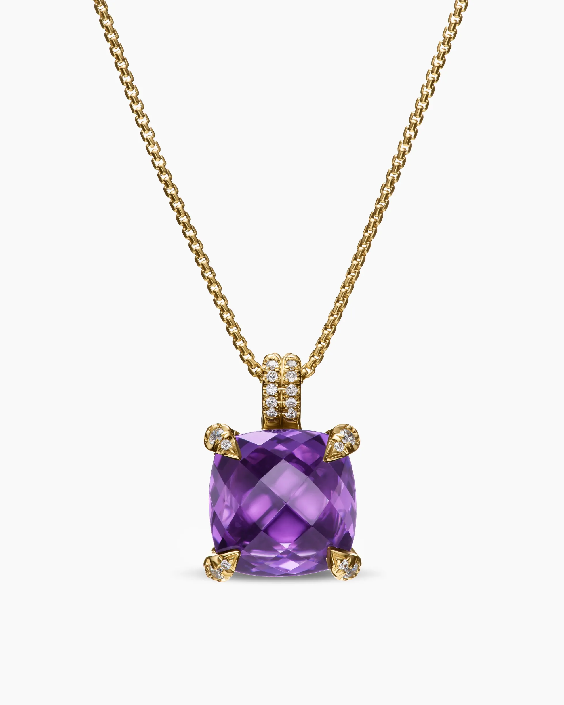 Chatelaine® Pendant Necklace 18K Yellow Gold with Amethyst and Diamonds, 11mm