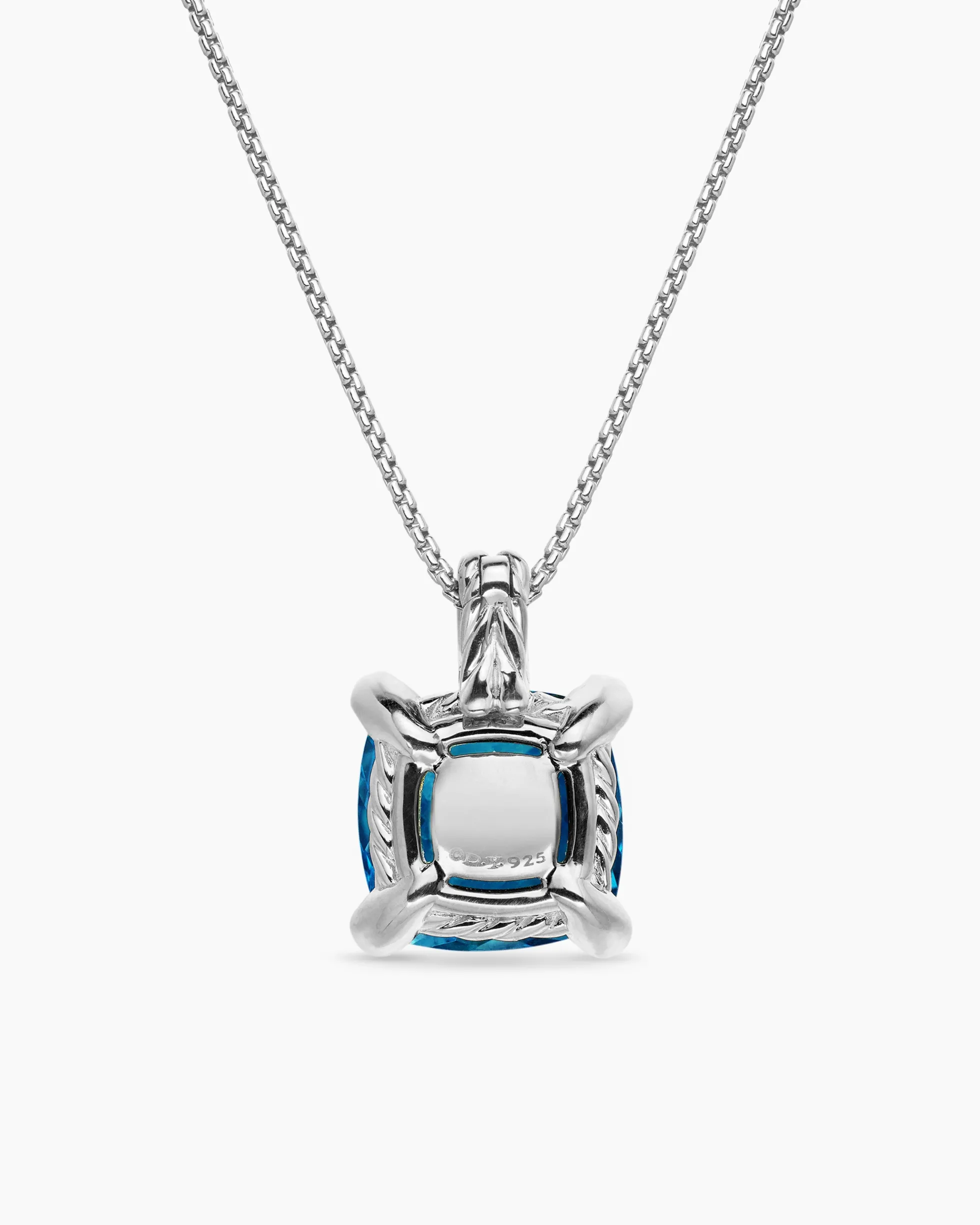 Chatelaine® Pendant Necklace Sterling Silver with Hampton Blue Topaz and Diamonds, 11mm