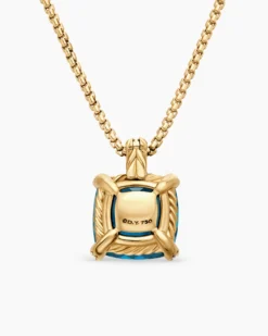Chatelaine® Pendant Necklace 18K Yellow Gold with Hampton Blue Topaz and Diamonds, 14mm