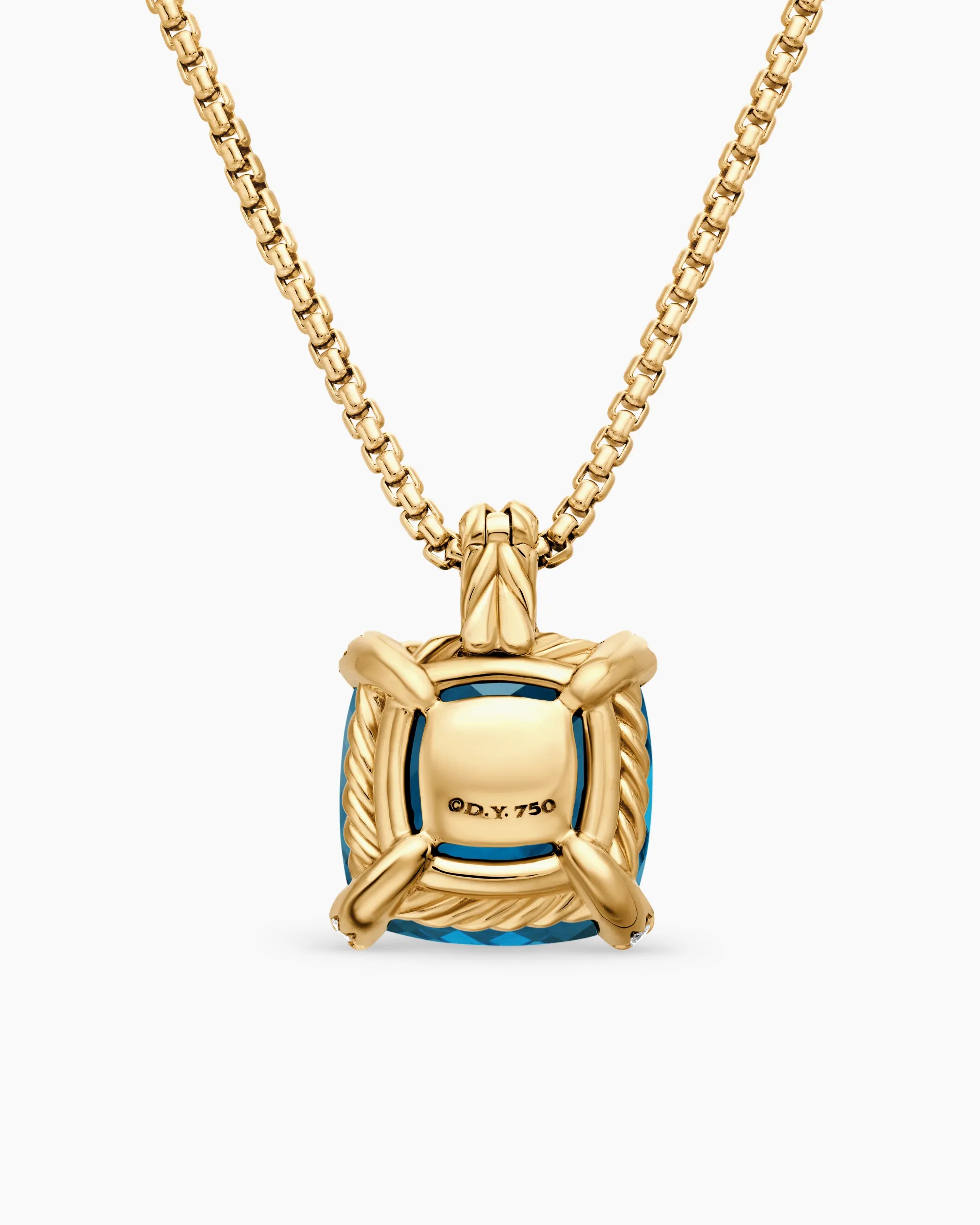 Chatelaine® Pendant Necklace 18K Yellow Gold with Hampton Blue Topaz and Diamonds, 14mm