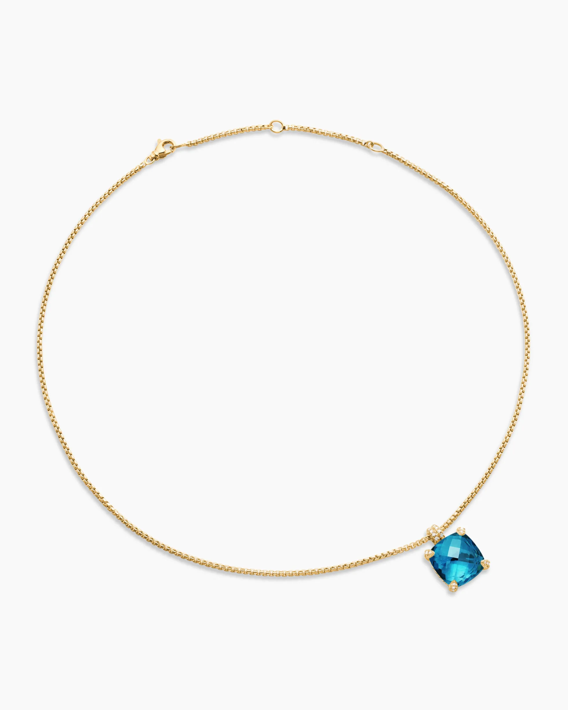 Chatelaine® Pendant Necklace 18K Yellow Gold with Hampton Blue Topaz and Diamonds, 14mm