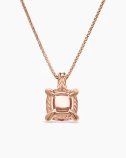 Chatelaine® Pendant Necklace 18K Rose Gold with Morganite and Diamonds, 11mm