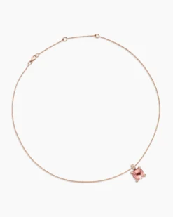 Chatelaine® Pendant Necklace 18K Rose Gold with Morganite and Diamonds, 11mm