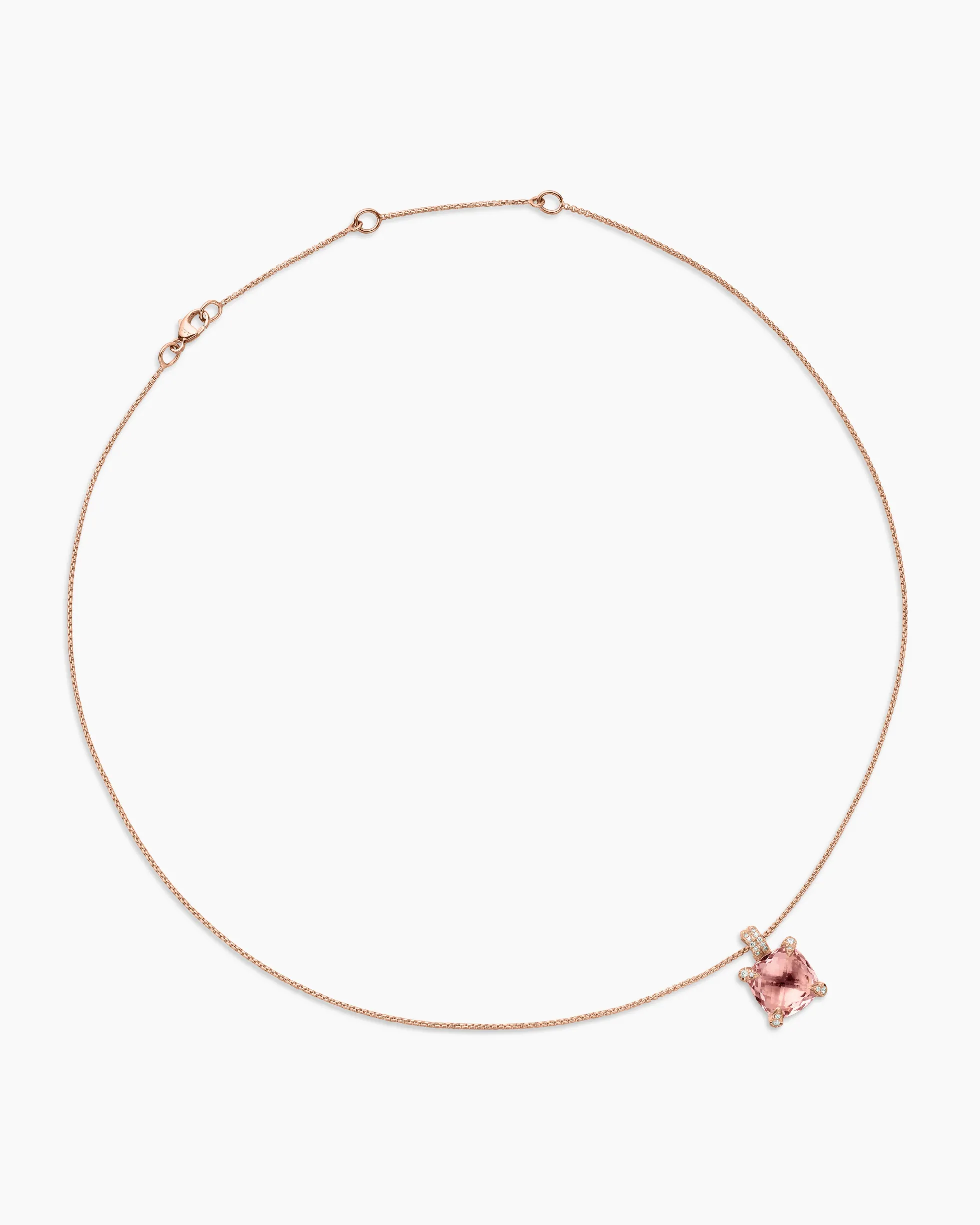 Chatelaine® Pendant Necklace 18K Rose Gold with Morganite and Diamonds, 11mm