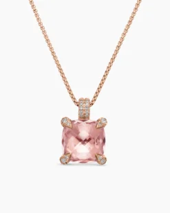 Chatelaine® Pendant Necklace 18K Rose Gold with Morganite and Diamonds, 11mm