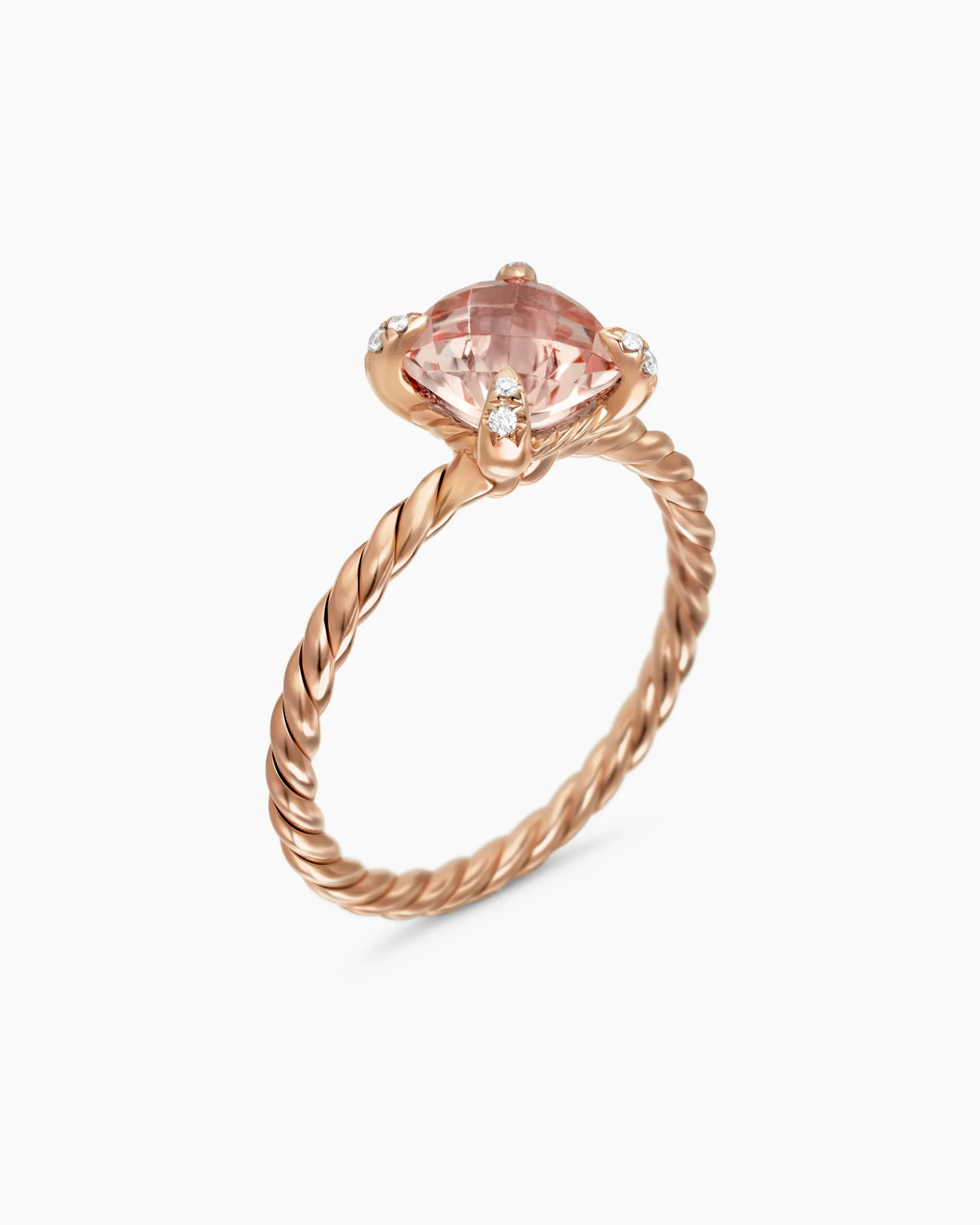 Chatelaine® Ring 18K Rose Gold with Morganite and Diamonds, 7mm