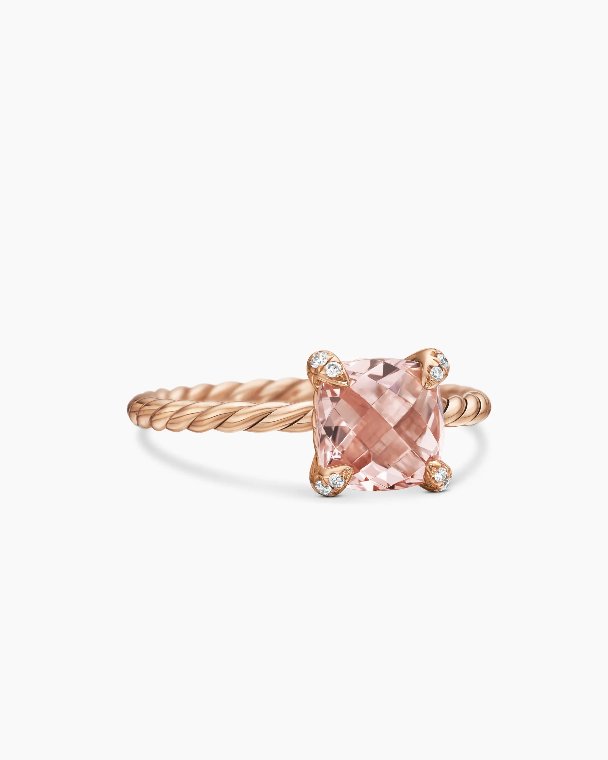 Chatelaine® Ring 18K Rose Gold with Morganite and Diamonds, 7mm