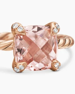 Chatelaine® Ring 18K Rose Gold with Morganite and Diamonds, 7mm