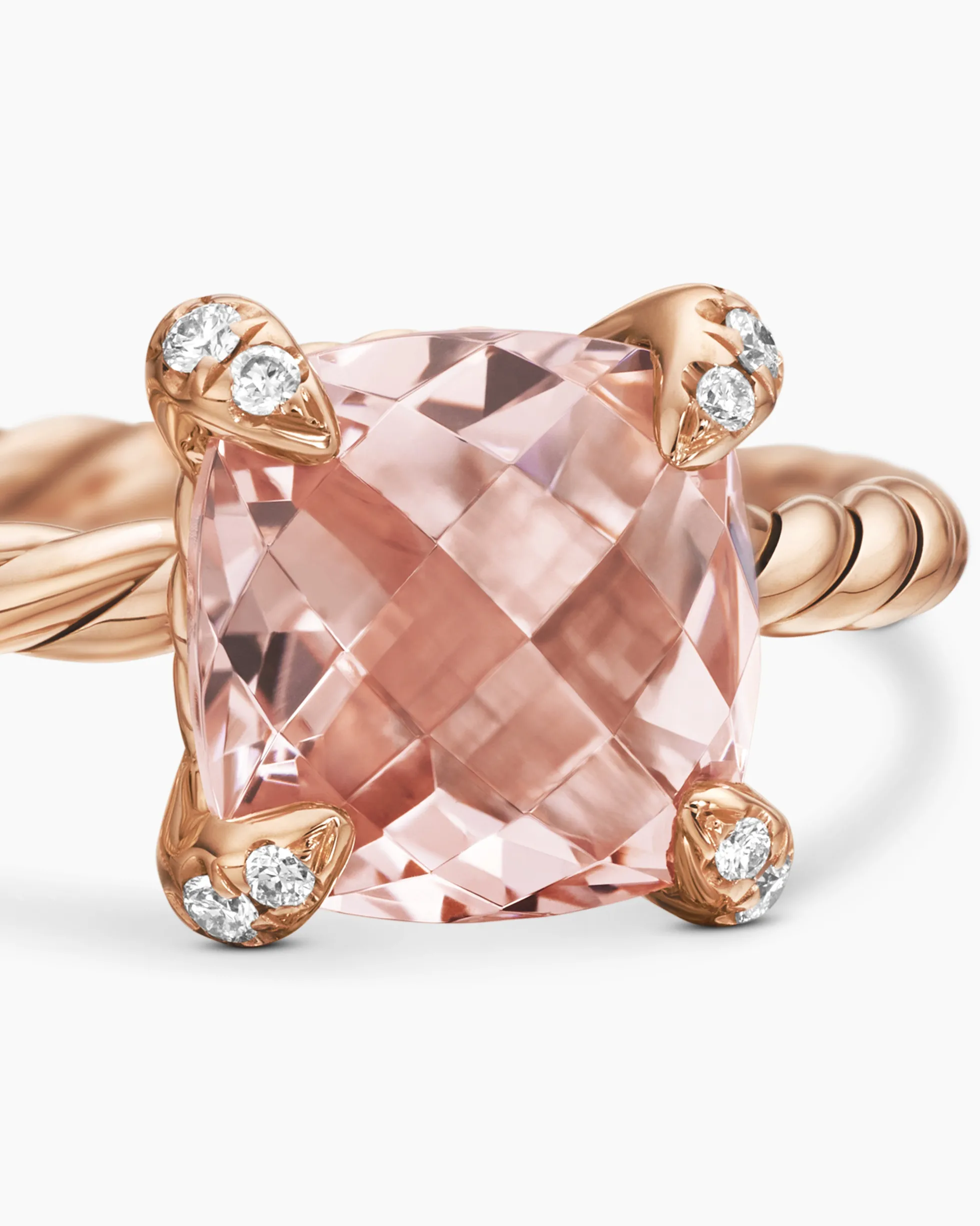 Chatelaine® Ring 18K Rose Gold with Morganite and Diamonds, 7mm
