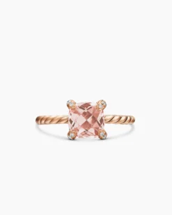 Chatelaine® Ring 18K Rose Gold with Morganite and Diamonds, 7mm