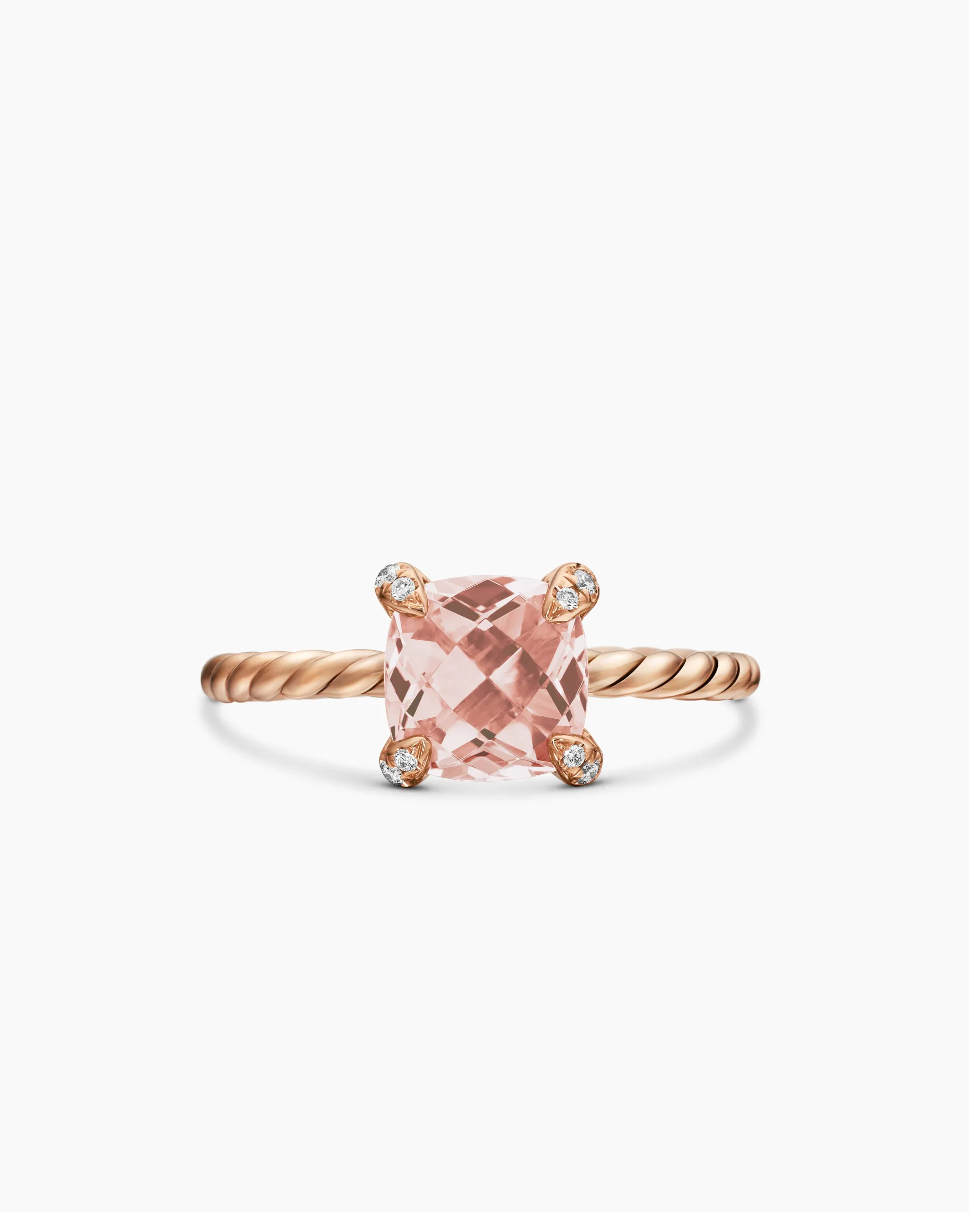 Chatelaine® Ring 18K Rose Gold with Morganite and Diamonds, 7mm