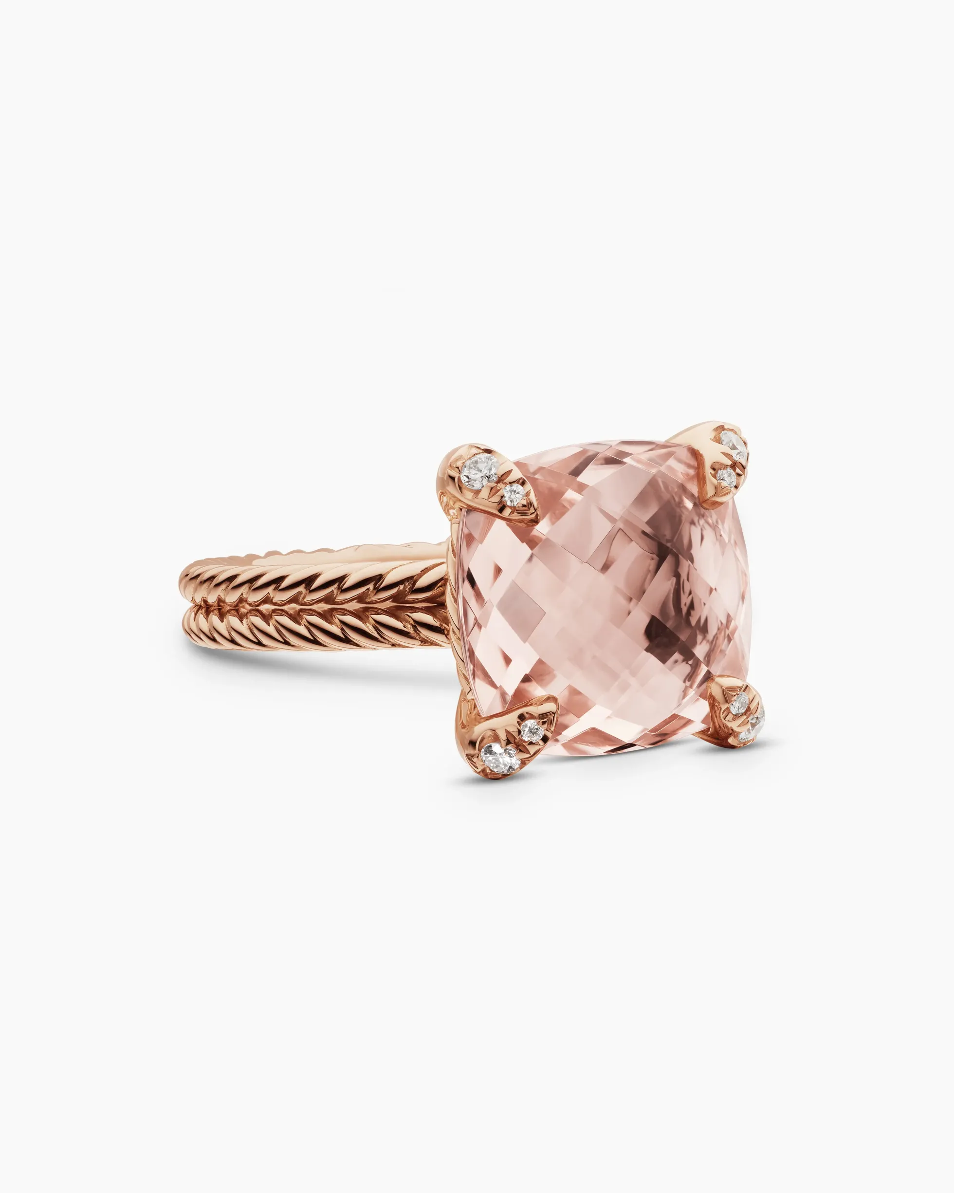Chatelaine® Ring 18K Rose Gold with Morganite and Diamonds, 11mm