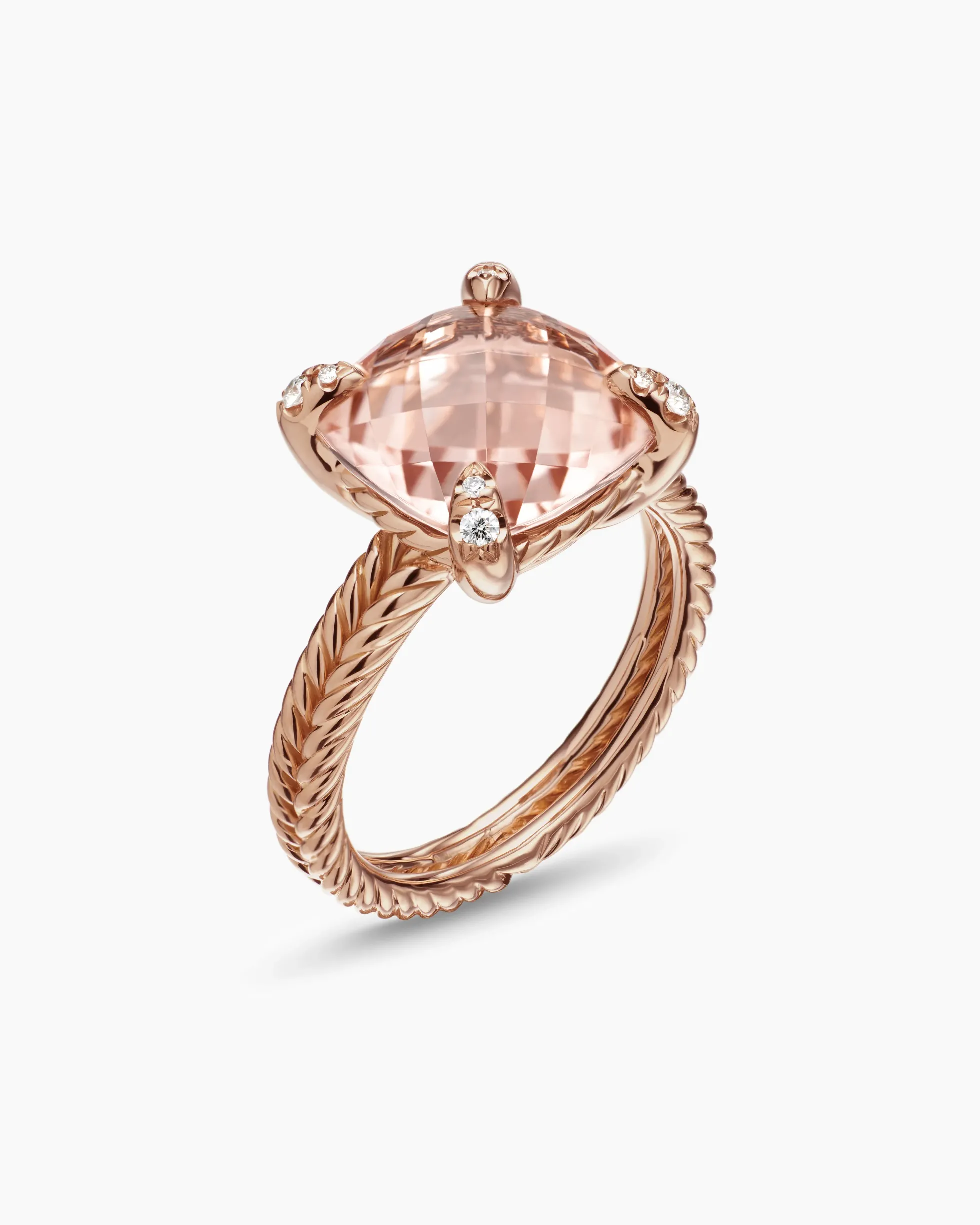 Chatelaine® Ring 18K Rose Gold with Morganite and Diamonds, 11mm