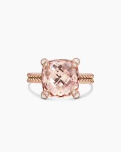 Chatelaine® Ring 18K Rose Gold with Morganite and Diamonds, 11mm